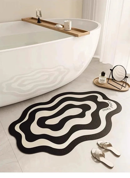 Wave Pattern Anti-Slip Mat - Durable & Absorbent for Bathroom Shower and Kitchen