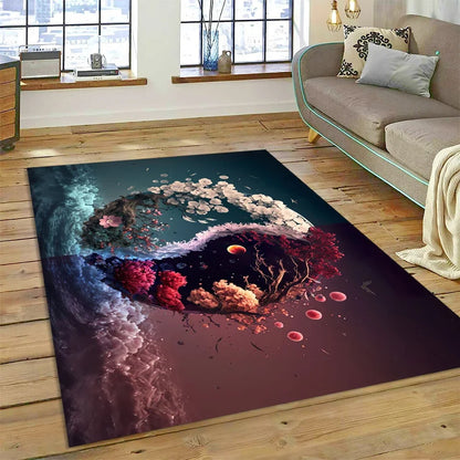 3D Yin Yang Tai Chi Rug - Meditation Area Carpet for Zen Living Room & Bedroom Decor