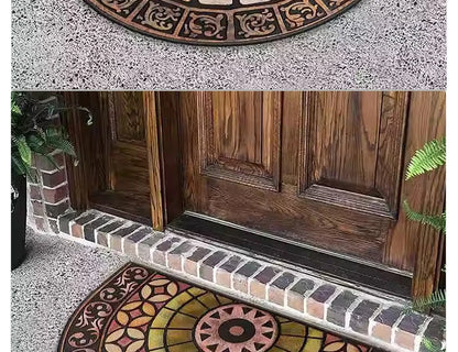 Semi-Circular Outdoor Doormat - Welcome Garden Rug for Entrance & Patio