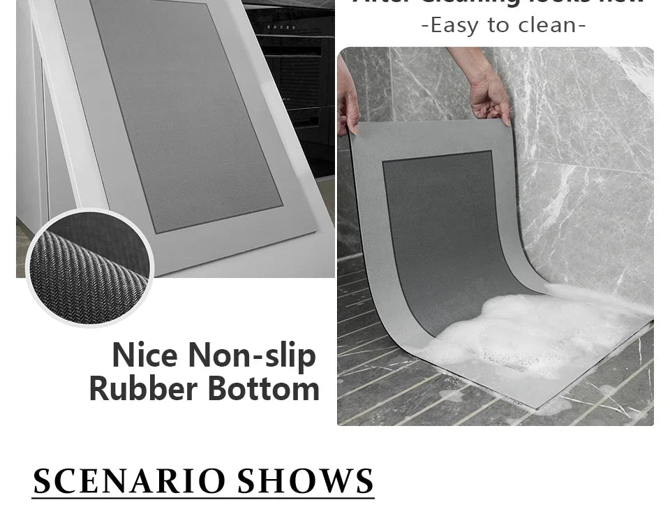 Diatom Mud Bath Mat - Super Absorbent & Fast-Drying Non-Slip Floor Mat for Bathroom