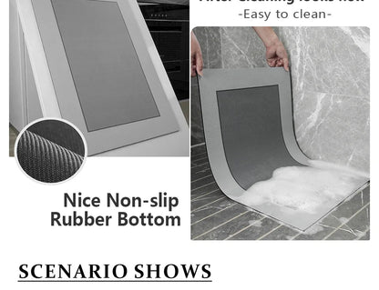 Diatom Mud Bath Mat - Super Absorbent & Fast-Drying Non-Slip Floor Mat for Bathroom