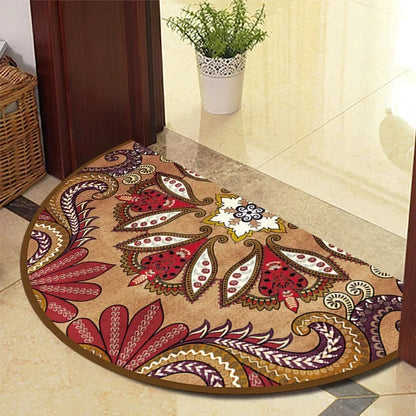 Retro Half-Moon Doormat - Vintage Style Entrance Rug for Living Room & Bedroom