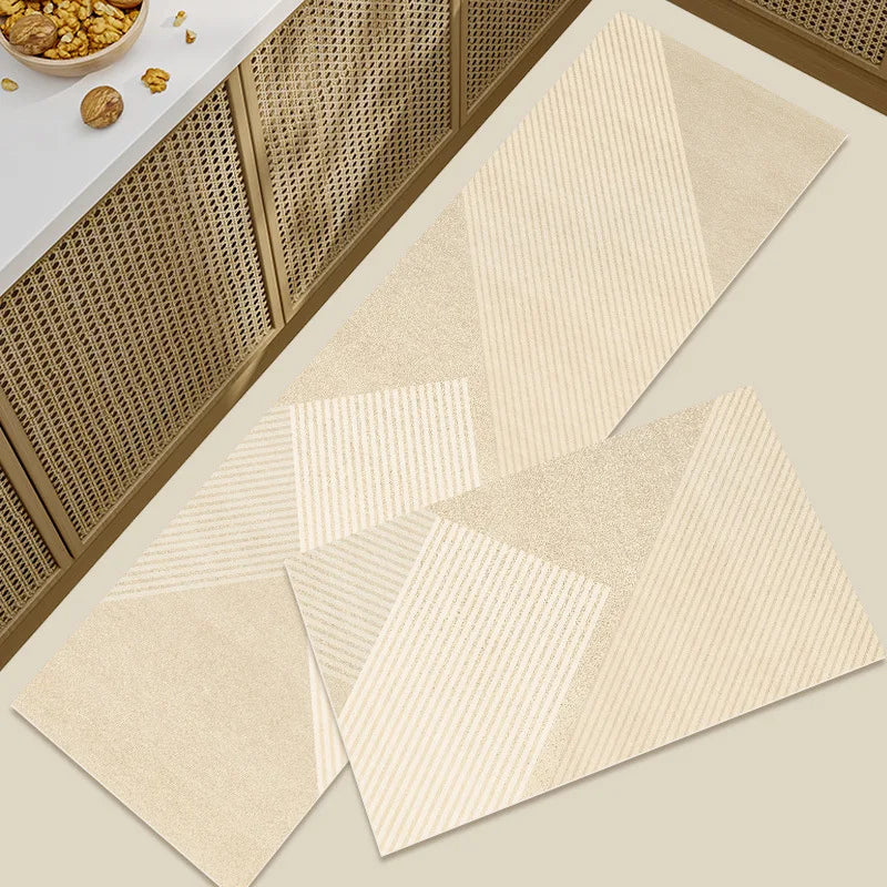 Diatomite Kitchen Mat 2-Piece Set - Oil & Water Absorbent, Non-Slip