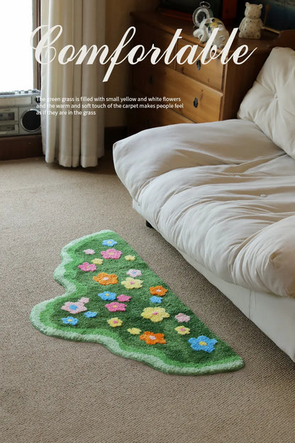 Spring Moss Plush Rug - Soft Faux Cashmere, Dirt Resistant & Easy Care