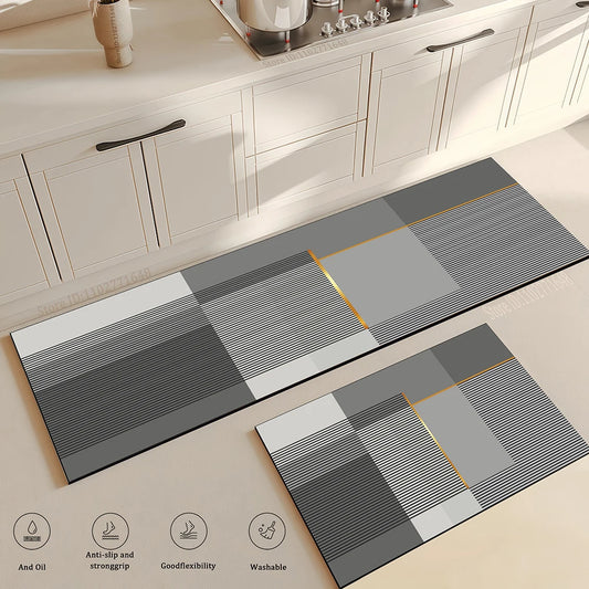 Long Absorbent Kitchen Runner Rug - Anti-Slip Floor Mat for in Front of Sink & Stove