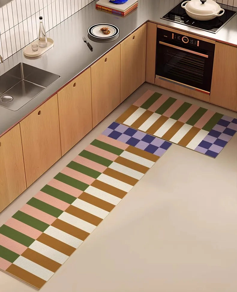 Retro Striped Diatomite Kitchen Mat - Absorbent, Non-Slip & Easy to Scrub Floor Pad