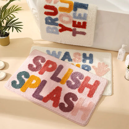 Kids Letter Bath Mat - Cute, Non-Slip & Absorbent Microfiber Rug