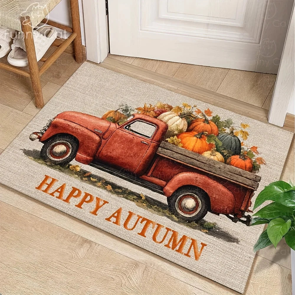 American Retro Maple Leaf Doormat - Soft Flannel Entrance Rug, Durable & Easy Clean