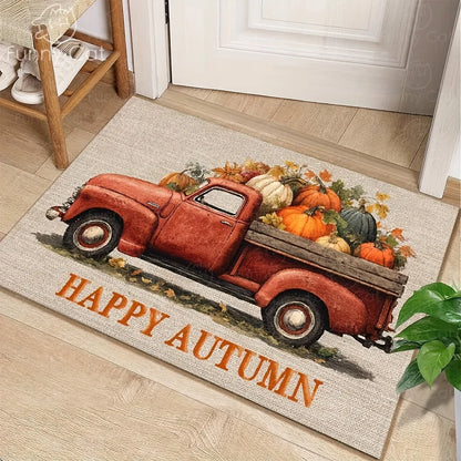 American Retro Maple Leaf Doormat - Soft Flannel Entrance Rug, Durable & Easy Clean