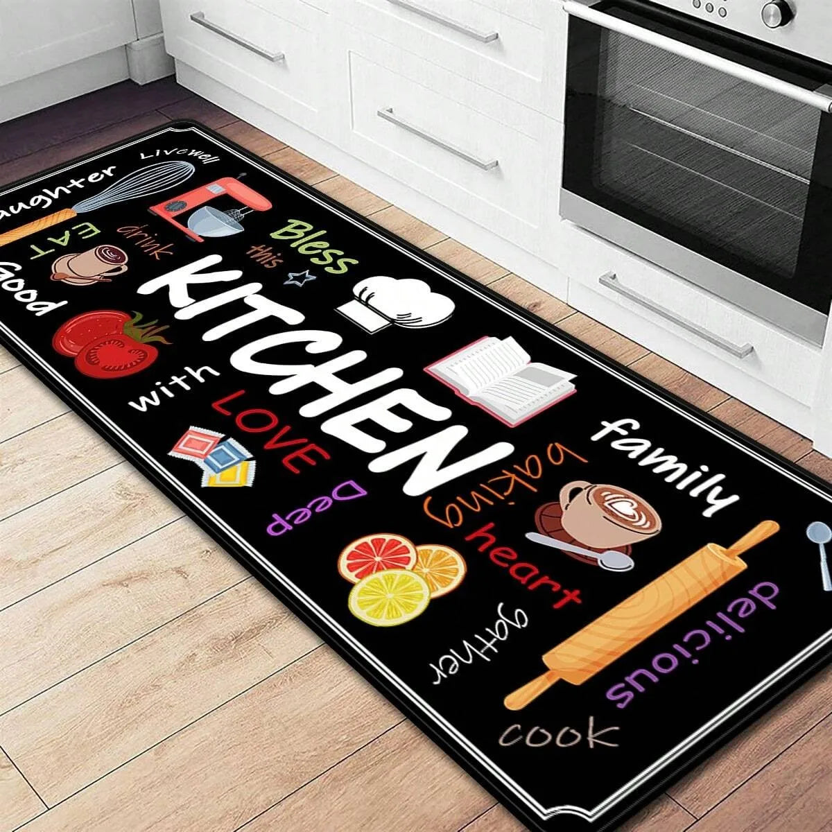 Printed Kitchen Mat (1 or 2-Pack) - Durable & Wear-Resistant Floor Rug
