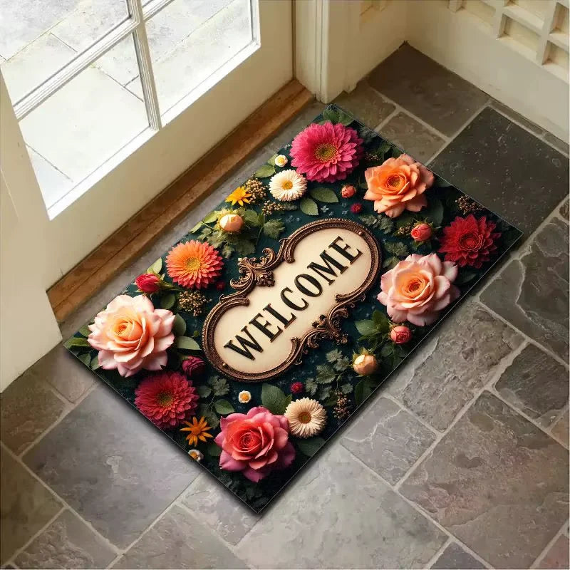 Retro Summer Doormat - Anti-Slip Welcome Mat for Indoor & Outdoor Entrance Decor