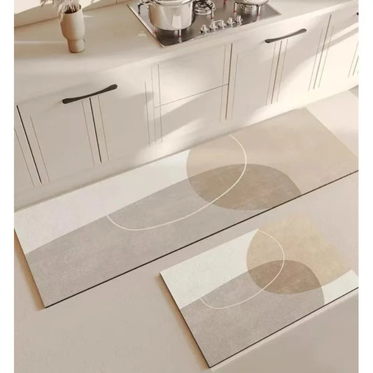 Modern Geometric Diatomite Mat - Absorbent & Non-Slip Floor Pad for Kitchen & Bathroom