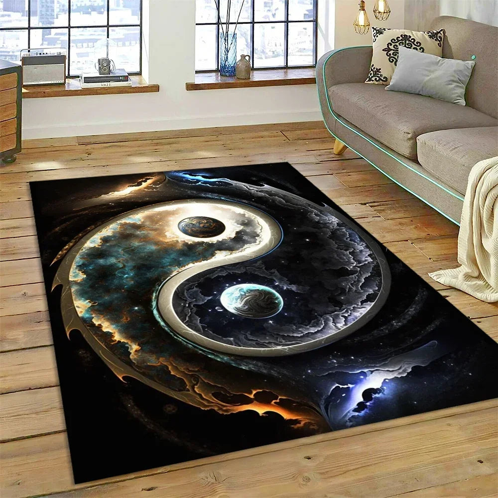 3D Yin Yang Tai Chi Rug - Meditation Area Carpet for Zen Living Room & Bedroom Decor