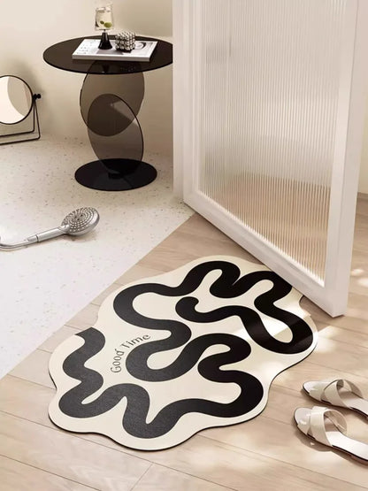 Wave Pattern Anti-Slip Mat - Durable & Absorbent for Bathroom Shower and Kitchen