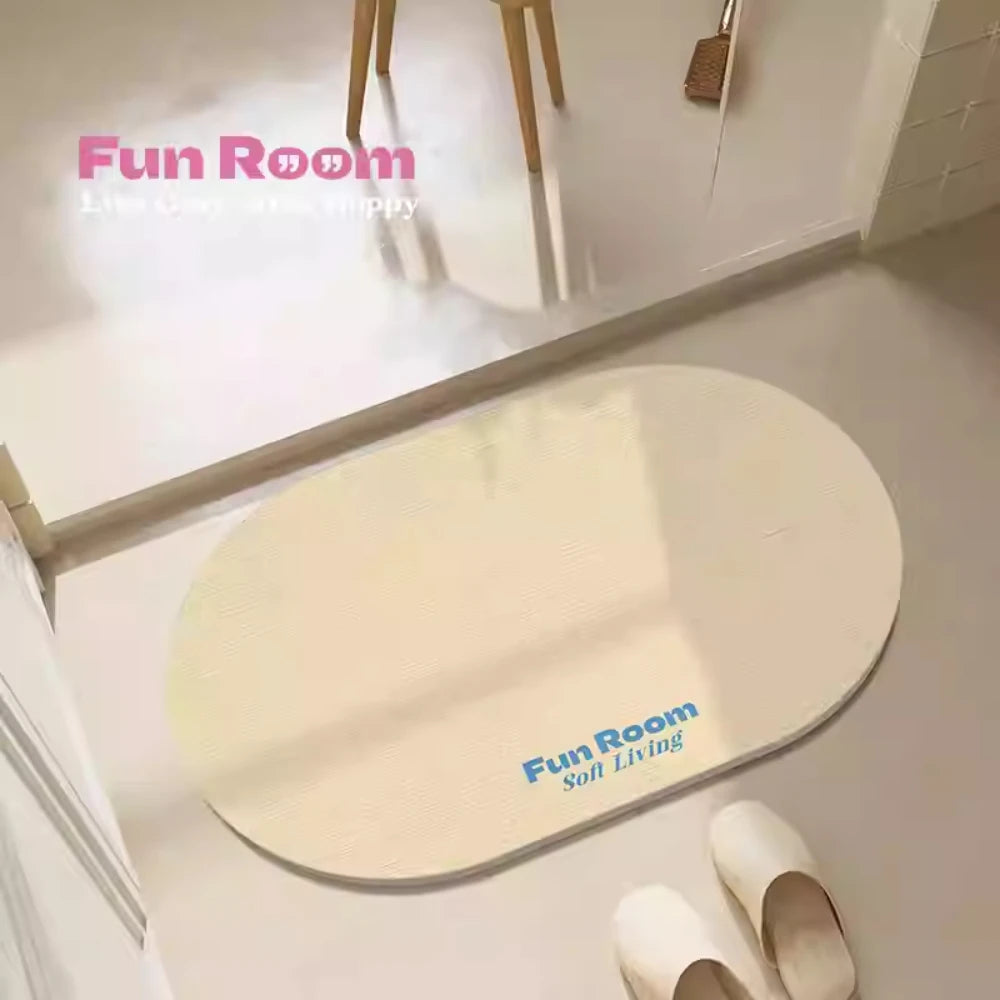 Korean Style Diatomite Bath Mat - Simple Pure Color, Quick-Dry & Non-Slip