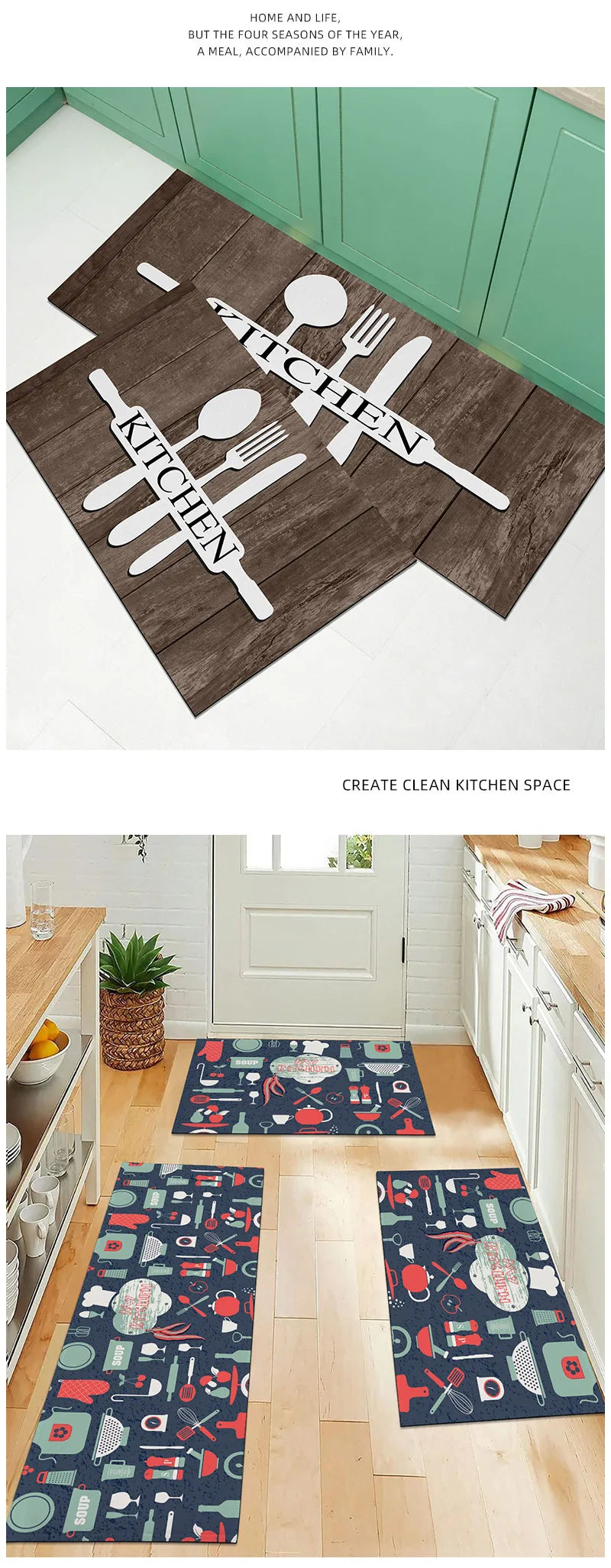 Oil & Water Absorbent Kitchen Mat - Non-Slip Floor Pad for Sink & Stove
