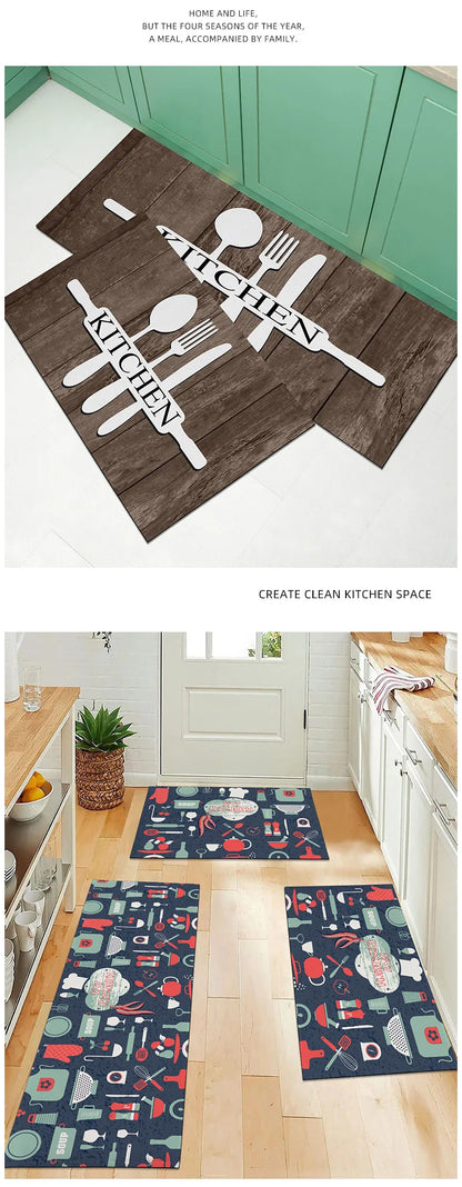 Oil & Water Absorbent Kitchen Mat - Non-Slip Floor Pad for Sink & Stove