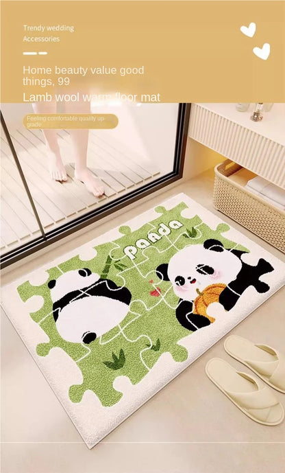 Panda Plush Bath Mat - Super Absorbent & Non-Slip Faux Cashmere Rug