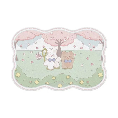 Cute Girl & Heart Print Rug - Soft Faux Cashmere Carpet for Bedroom & Nursery
