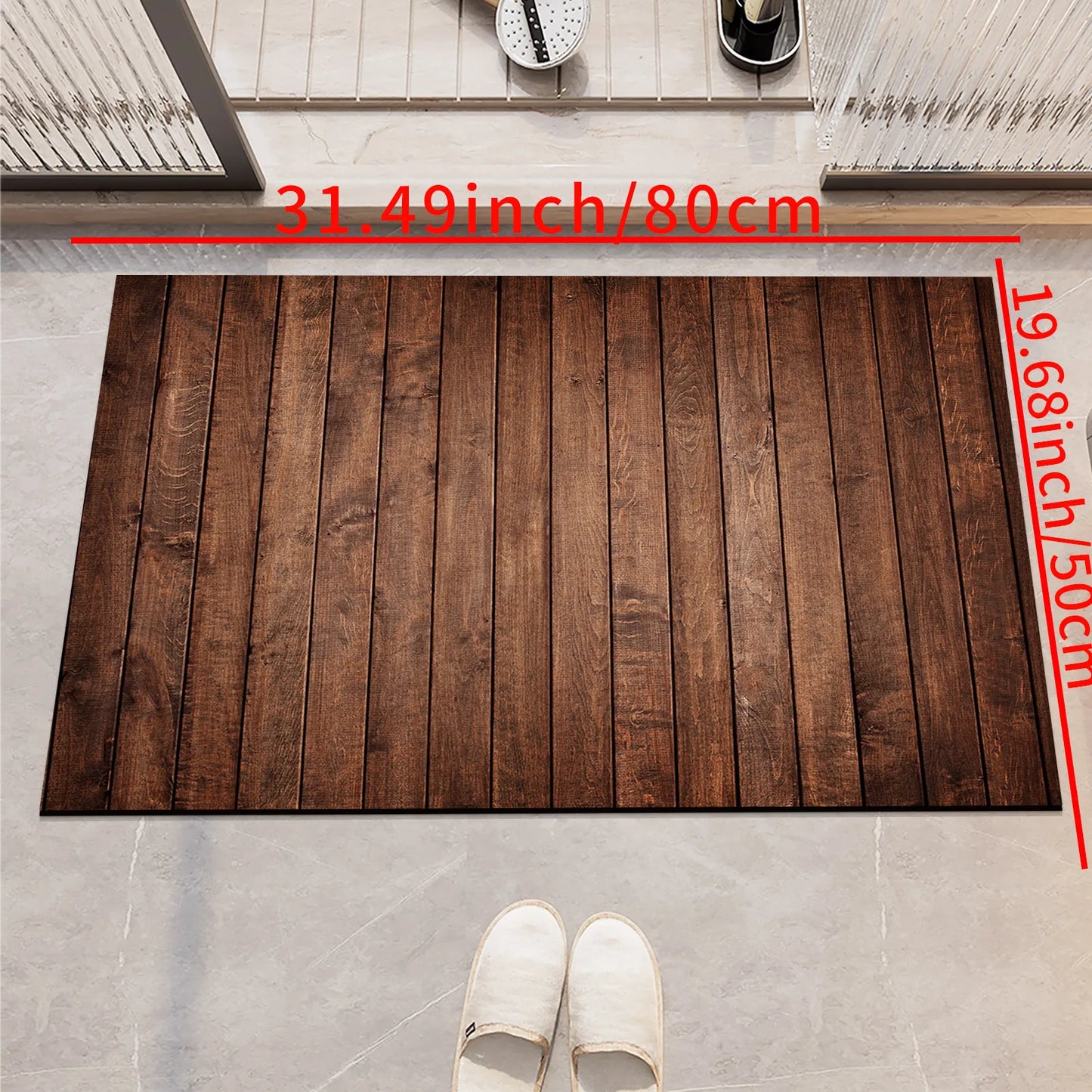 Country Wood Grain Doormat - Quick-Dry & Non-Slip for Bathroom & Entrance