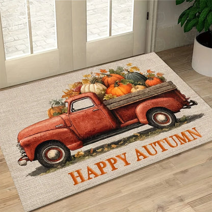 American Retro Maple Leaf Doormat - Soft Flannel Entrance Rug, Durable & Easy Clean