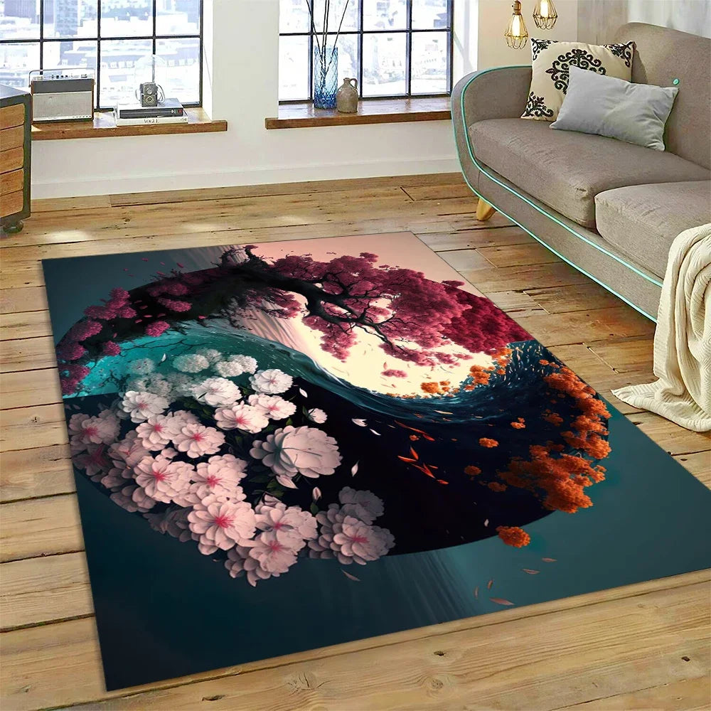 3D Yin Yang Tai Chi Rug - Meditation Area Carpet for Zen Living Room & Bedroom Decor