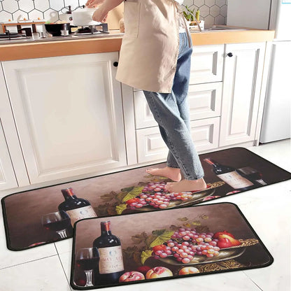 2-Pack Kitchen Rugs and Mats, Non-Slip Washable Floor Mat Set, Stain Resistant Coffee Brown Rugs, Kitchen Sink & Stove Mats