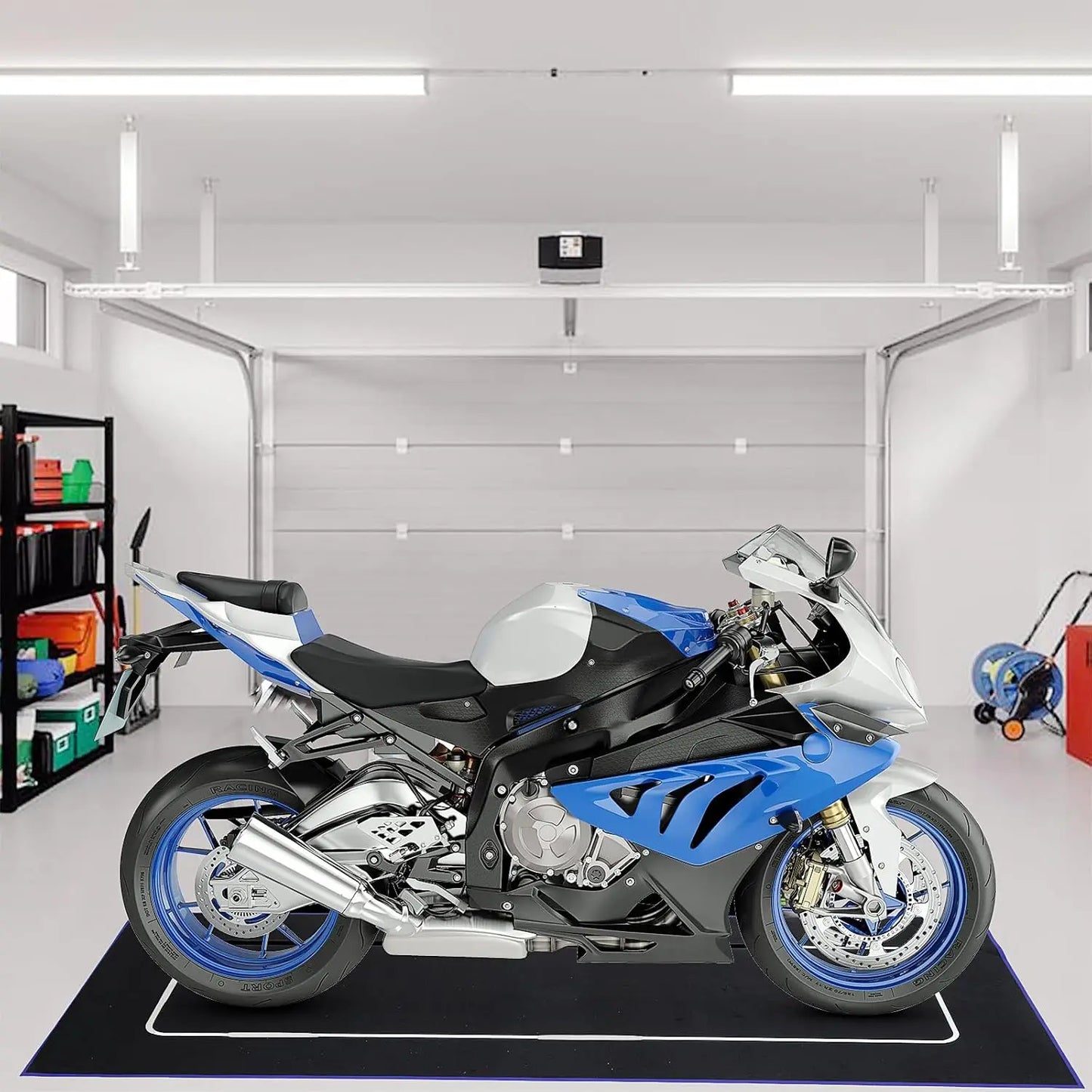 Custom Motorcycle Parking Mat - Oil Absorbent, Washable & Anti-Slip Garage Rug