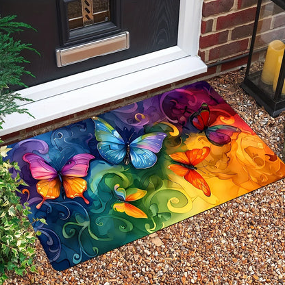 Retro Plush Doormat - Crystal Velvet Entrance Rug, Dirt Resistant & Easy Clean