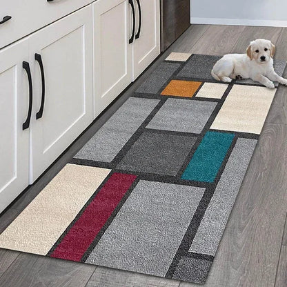 Geometric Area Rug - Non-Slip & Durable for Living Room, Hallway & Entrance