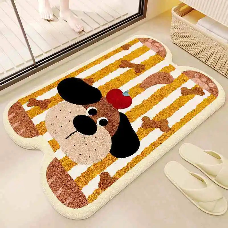 Cartoon Plush Bath Mat - Super Absorbent & Dirt Resistant Faux Cashmere Rug