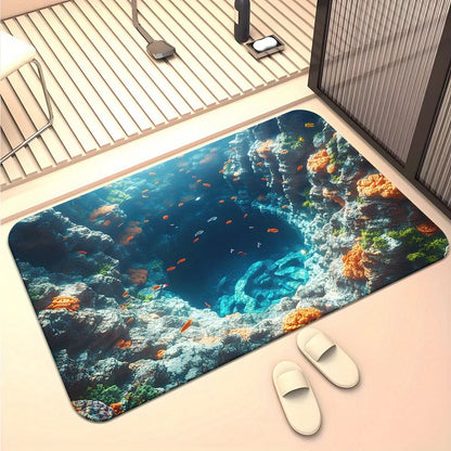 Summer Ocean Diatomite Bath Mat - Anti-Slip & Stain-Resistant Floor Mat for Bathroom