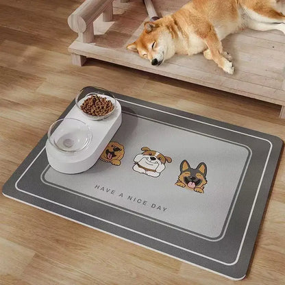 Diatomite Pet Feeding Mat - Absorbent, Leak-Proof & Easy Wipe Clean Tray