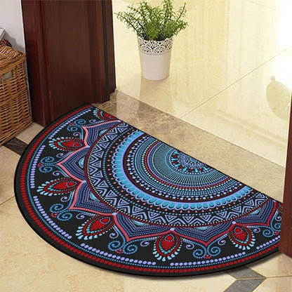 Retro Half-Moon Doormat - Vintage Style Entrance Rug for Living Room & Bedroom