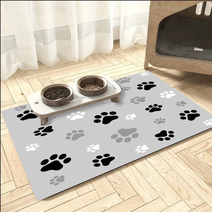 Cartoon Pet Feeding Mat - Non-Slip, Absorbent & Easy Clean Tray for Dog & Cat