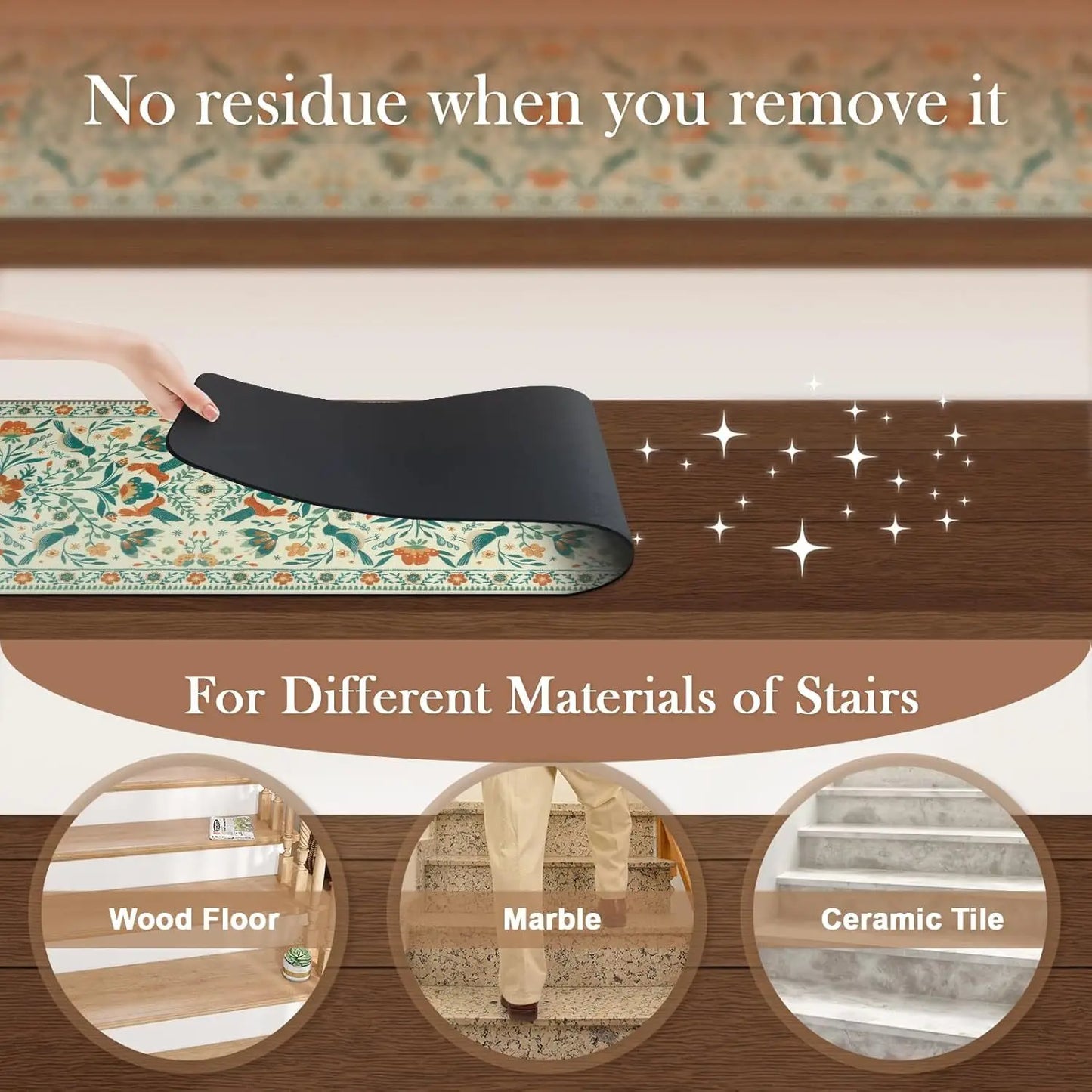 Floral Diatomite Stair Treads - Anti-Slip & Durable Step Mats for Home Decor
