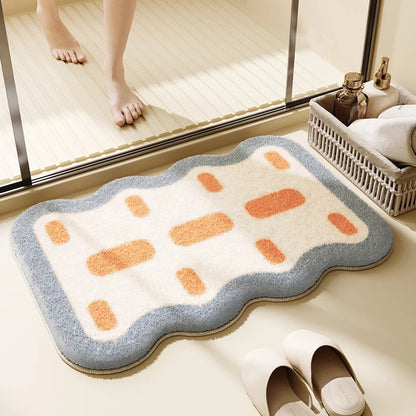 Japanese Faux Cashmere Bath Mat, Quick Drying Absorbent Toilet Rug, Non-Slip Bathroom Floor Mat, Luxury Restroom Door Foot Mat