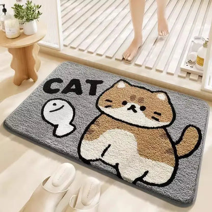 Cute Plush Bath Mat - Super Absorbent & Non-Slip Faux Cashmere Bathroom Rug