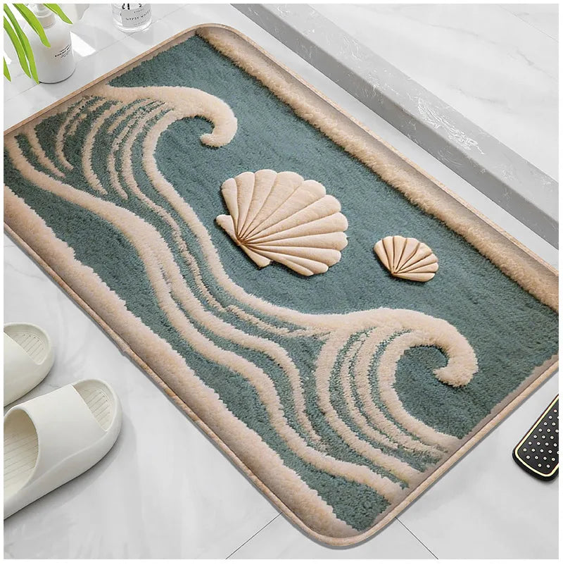 Underwater Fish Bath Mat - Absorbent & Non-Slip Shower Floor Rug for Modern Bathrooms