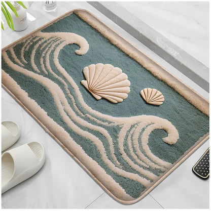 Underwater Fish Bath Mat - Absorbent & Non-Slip Shower Floor Rug for Modern Bathrooms