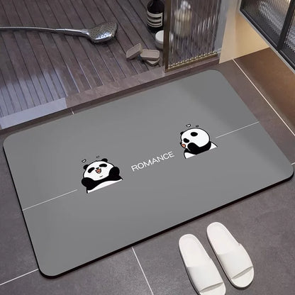 Cute Panda Diatomite Bath Mat - Super Absorbent & Non-Slip Bathroom Rug