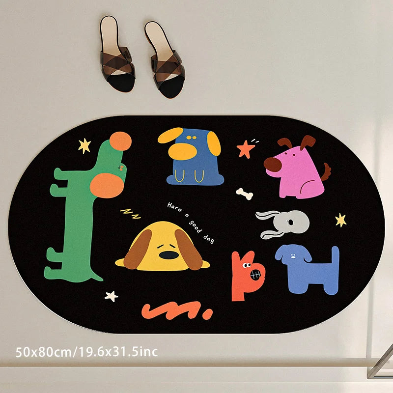Summer Cartoon Diatomite Bath Mat - Quick-Dry, Absorbent & Non-Slip