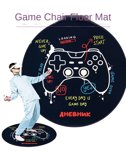 Round VR Game Theme Rug - Loop Pile, Washable & Stain-Resistant Gaming Carpet