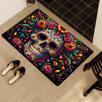 Halloween Skull Area Rug - Machine Washable Floor Mat for Living Room, Bedroom, or Dorm