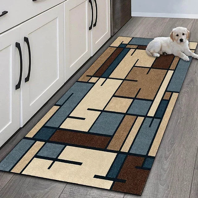 Geometric Area Rug - Non-Slip & Durable for Living Room, Hallway & Entrance