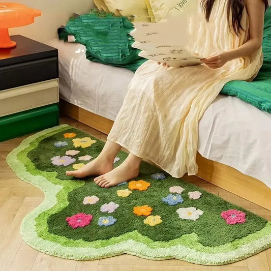 Absorbent Living Room Rug, Soft Plant Aesthetic Bedroom Carpet, Hallway Runner, Decorative Doormat, Cozy Floor Mat for Sofa Area