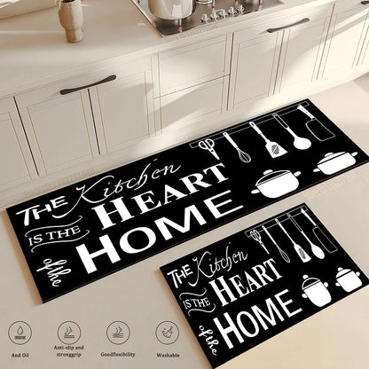 Large Absorbent Kitchen Runner - Non-Slip & Decorative Low-Pile Rug