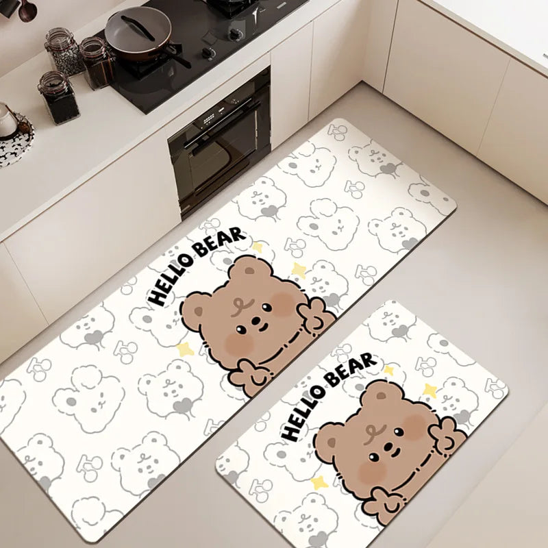 Cartoon Diatomite Kitchen Mat - Oil & Water Absorbent, Non-Slip Floor Pad