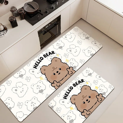 Cartoon Diatomite Kitchen Mat - Oil & Water Absorbent, Non-Slip Floor Pad