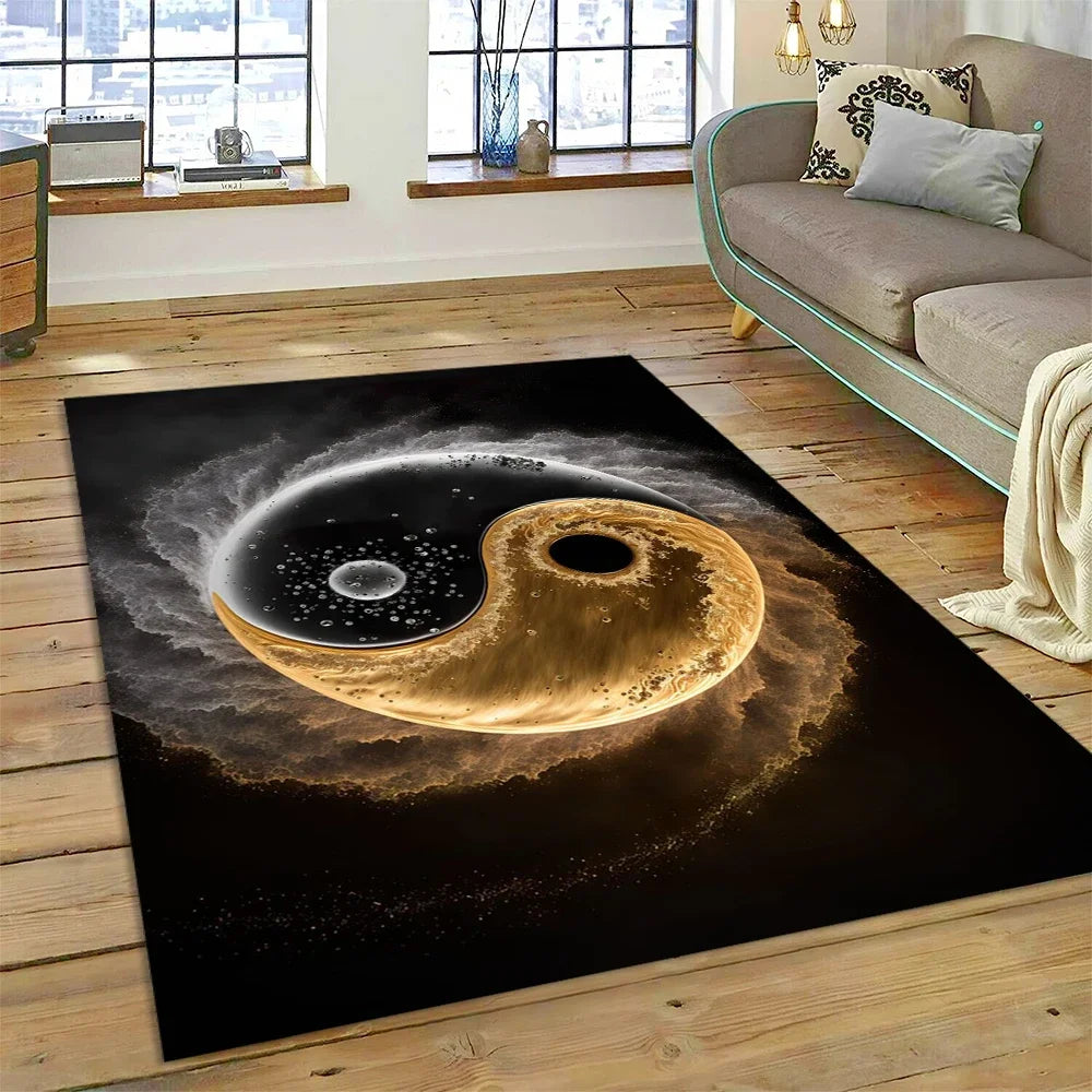 3D Yin Yang Tai Chi Rug - Meditation Area Carpet for Zen Living Room & Bedroom Decor